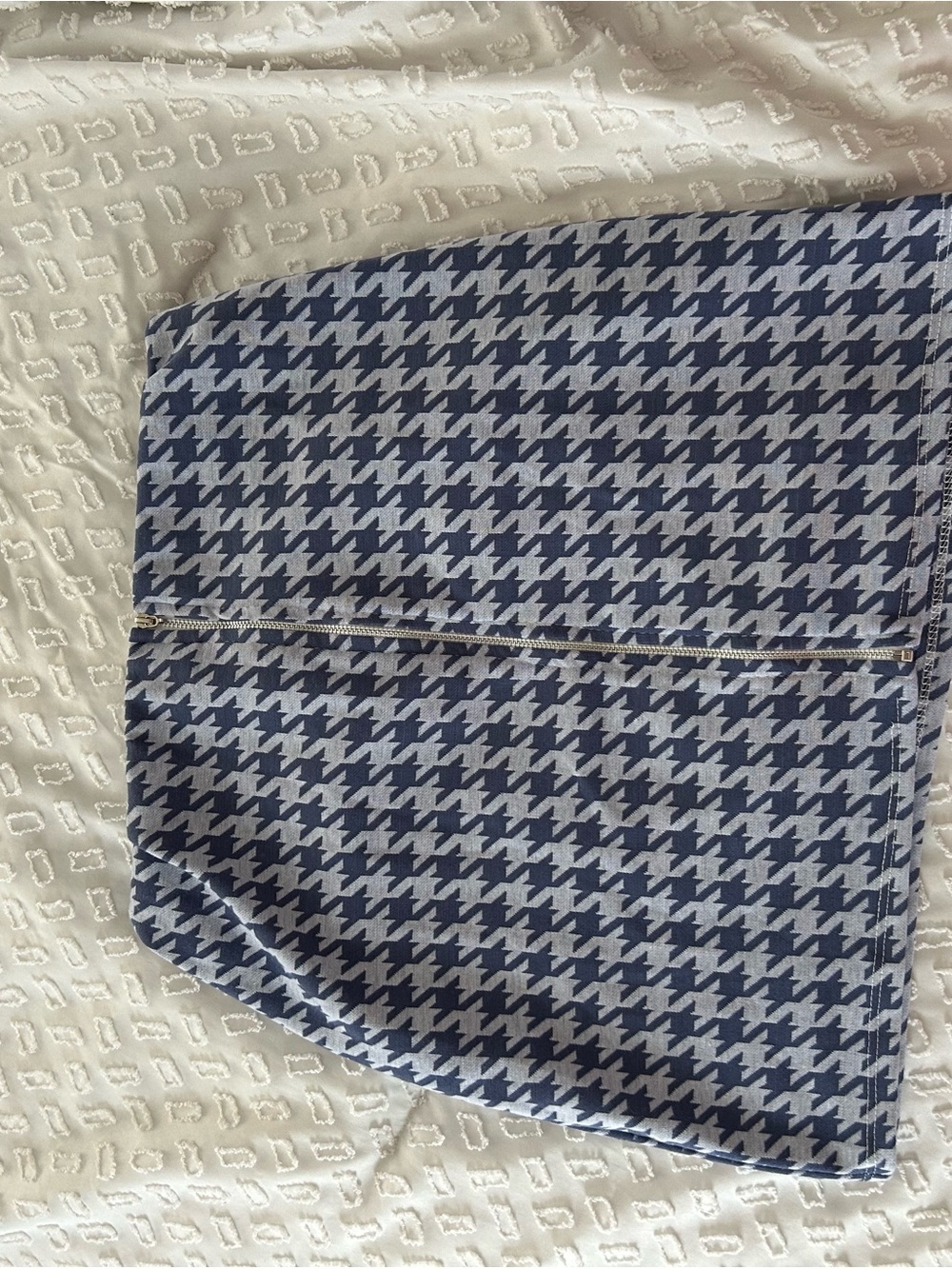 Rainbow Navy and Light Blue Houndstooth Mini Skirt